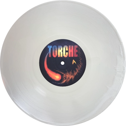 Torche on milky clear, opaque white swirl (sake).